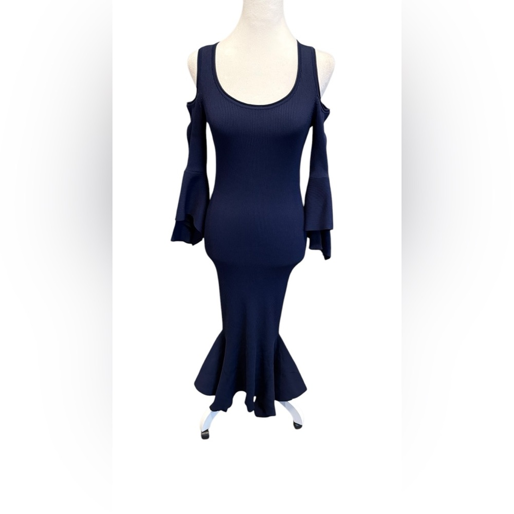 Bebe Cold Shoulder Dress-Royal Blue